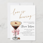 愛は醸造ブライダルシャワー – コーヒー&ラブパーティー 招待状 (正面)
