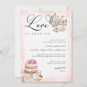 愛は醸造ブライダルシャワー-ヴィンテージ茶パーティー 招待状 (正面)