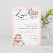 愛は醸造ブライダルシャワー-ヴィンテージ茶パーティー 招待状 (スタンド正面)