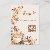 愛は醸造ブライダルシャワーQRコードRSVP エンクロージャーカード (正面)