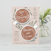 愛は醸造モカラテコーヒーカップルのシャワー 招待状 (スタンド正面)