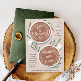 愛は醸造モカラテコーヒーカップルのシャワー 招待状