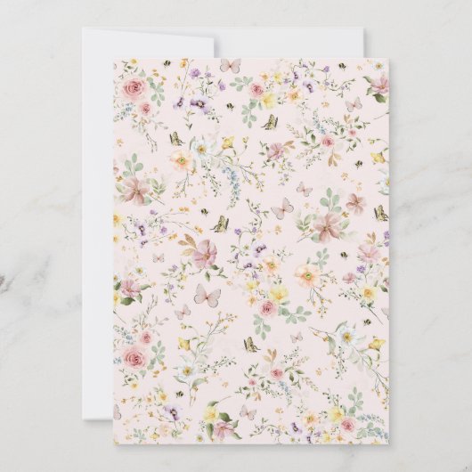 愛は醸造ワイルドフラワーブライダルシャワー茶パーティー 招待状 (裏面)