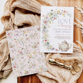 愛は醸造ワイルドフラワーブライダルシャワー茶パーティー 招待状