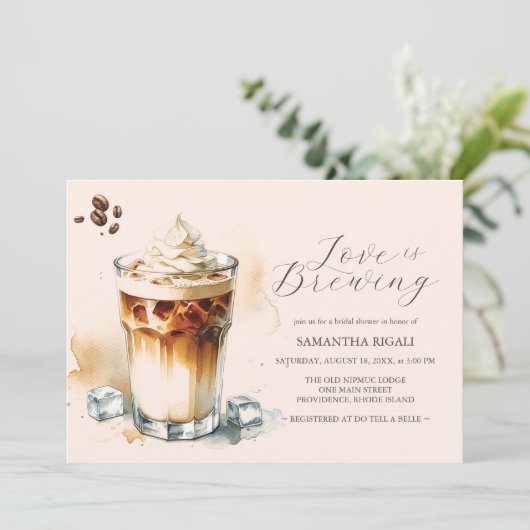 愛は醸造招待状アイスコーヒーブライダルシャワー 招待状 (スタンド正面)