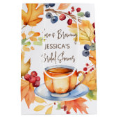 愛は醸造秋ブライダルシャワー感謝していお好み ミディアムペーパーバッグ (裏面)