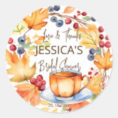 愛は醸造秋ブライダルシャワー感謝していお好み ラウンドシール (正面)