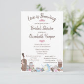 愛は醸造、コーヒーをテーマにしたシャワー招待状 招待状 (スタンド正面)