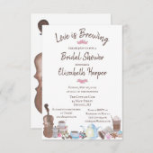 愛は醸造、コーヒーをテーマにしたシャワー招待状 招待状 (正面/裏面)