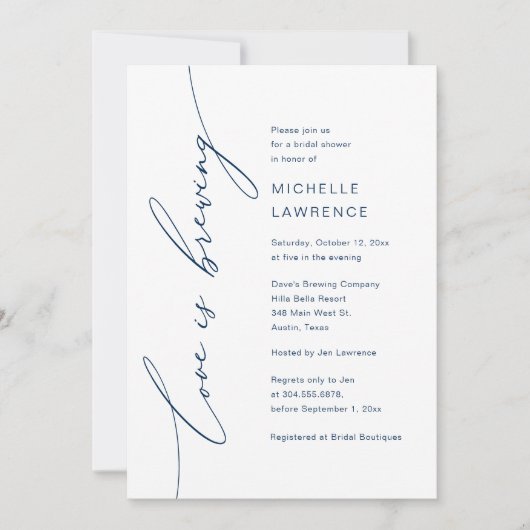 愛は醸造、ブライダルシャワーパーティーお祝い 招待状 (正面)