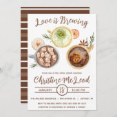 愛は醸造、ホットココア、コーヒー、ブライダルシャワー 招待状 (正面/裏面)