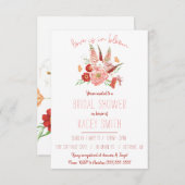 愛は開花だ！レッド&ピンクブーケブライダルシャワー 招待状 (正面/裏面)