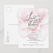 愛は開花にあシンプルり、モダンブライダルシャワー インビテーションポストカード (正面/裏面)