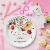 愛は開花のバーガンディ花ブライダルシャワー ペーパープレート (パーティー)