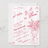 愛は開花よくはしゃぐ手描きブライダルシャワー 招待状 (正面)