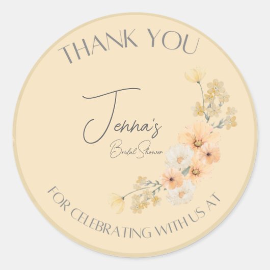 愛は開花ウェディングシャワーのシール ラウンドシール (正面)