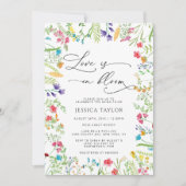 愛は開花カラフルワイルドフラワーブライダルシャワー 招待状 (正面)