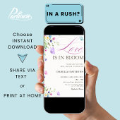 愛は開花バタフライパープルブライダルシャワー 招待状