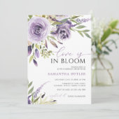 愛は開花パープルバラフローラブライダルシャワー 招待状 (スタンド正面)