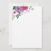 愛は開花パープルピンクフローラブライダルシャワー 招待状 (裏面)