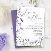 愛は開花パープルワイルドフラワーブライダルシャワー 招待状