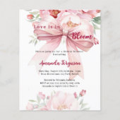 愛は開花ピンクの弓ブライダルシャワーの招待状にある (正面)