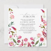 愛は開花ピンクの花ブライダルシャワー 招待状 (正面)