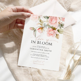愛は開花ピンクローズ&グリーンブライダルシャワー 招待状