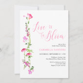 愛は開花ピンクワイルドフラワーブライダルシャワー 招待状 (正面)