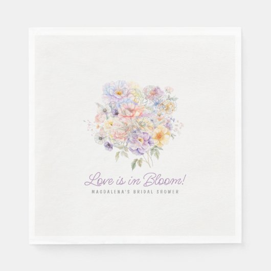 愛は開花フローラブライダルシャワーカスタム スタンダードランチョンナプキン (正面)