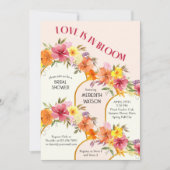 愛は開花フローラ金ゴールドアーチブライダルシャワー 招待状 (正面)