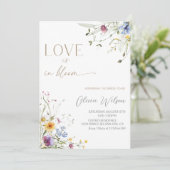 愛は開花ブライダルシャワーにあるエレガントフローラ 招待状 (スタンド正面)