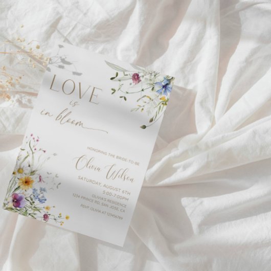 愛は開花ブライダルシャワーにあるエレガントフローラ 招待状