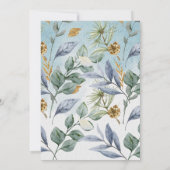 愛は開花ブライダルシャワーほこりっぽい青い花 招待状 (裏面)