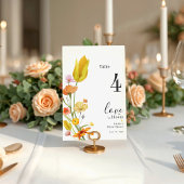 愛は開花ブライダルシャワーテーブル番号カード 招待状