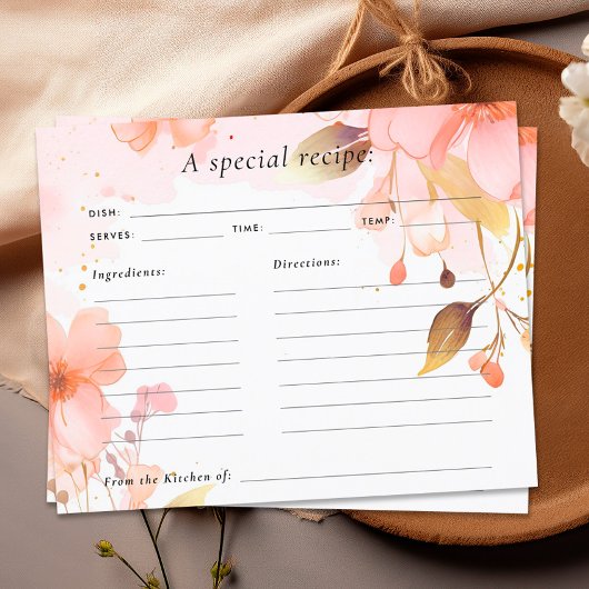 愛は開花ブライダルシャワーレシピカード