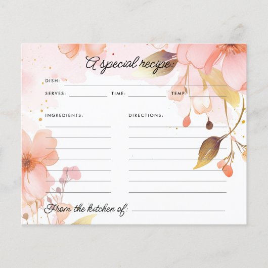 愛は開花ブライダルシャワーレシピカード (正面)