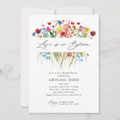 愛は開花ブライダルシャワーワイルドフラワーメドウにある 招待状 (正面)
