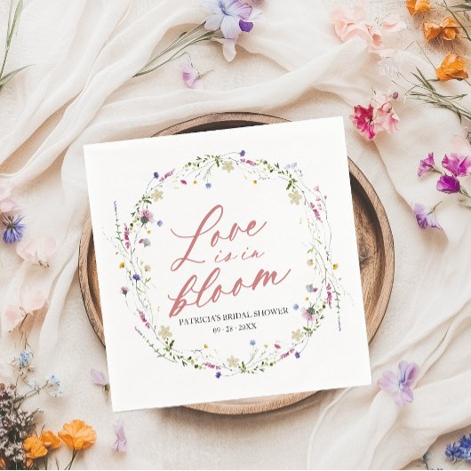 愛は開花ブライダルシャワーワイルドフラワー スタンダードカクテルナプキン