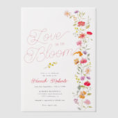 愛は開花ブライダルシャワーワイルドフラワー ベラム紙招待状 (正面)