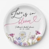 愛は開花ブライダルシャワーワイルドフラワー ペーパープレート (正面)