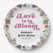 愛は開花ブライダルシャワーワイルドフラワー ペーパープレート (正面)