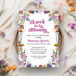 愛は開花ブライダルシャワーワイルドフラワー 招待状