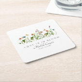 愛は開花ブライダルシャワー スクエアペーパーコースター (アングル)