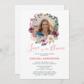 愛は開花ブリデス写真ブライダルシャワー 招待状 (正面/裏面)