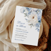 愛は開花ブルーフラワーズブライダルシャワー 招待状