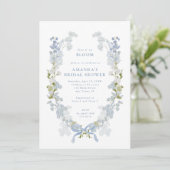 愛は開花ブルーフローラリースブライダルシャワー 招待状 (スタンド正面)