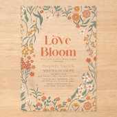 愛は開花ボホワイルドフラワーブライダルシャワー アクリル招待状 (正面)