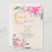 愛は開花ポインセチア冬ブライダルシャワー 招待状 (正面)