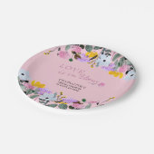 愛は開花ワイルドフラワーの芝生のフローラピンク ペーパープレート (アングル)